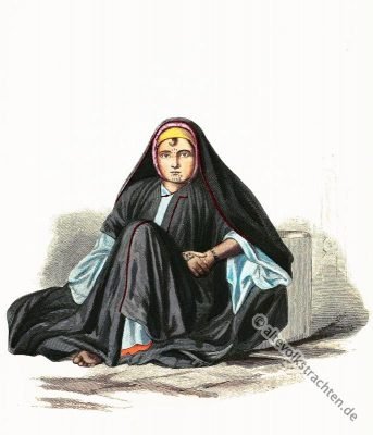 Weibliche Fellah Kleidung. Alexandrien, Traditionelles Ägypten Kostüm.