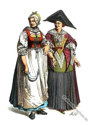Kostümgeschichte. Deutschen Volkstrachten im 18. Jahrhundert. Bäuerinnentracht. Kostümgeschichte. Deutschen Volkstrachten im 18. Jahrhundert.