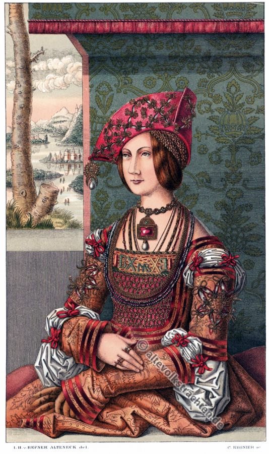 Bianca Maria Sforza, Deutsche Kaiserin, Renaissance. Kostüm, Modegeschichte, 15. Jahrhundert, Heiliges Römisches Reich