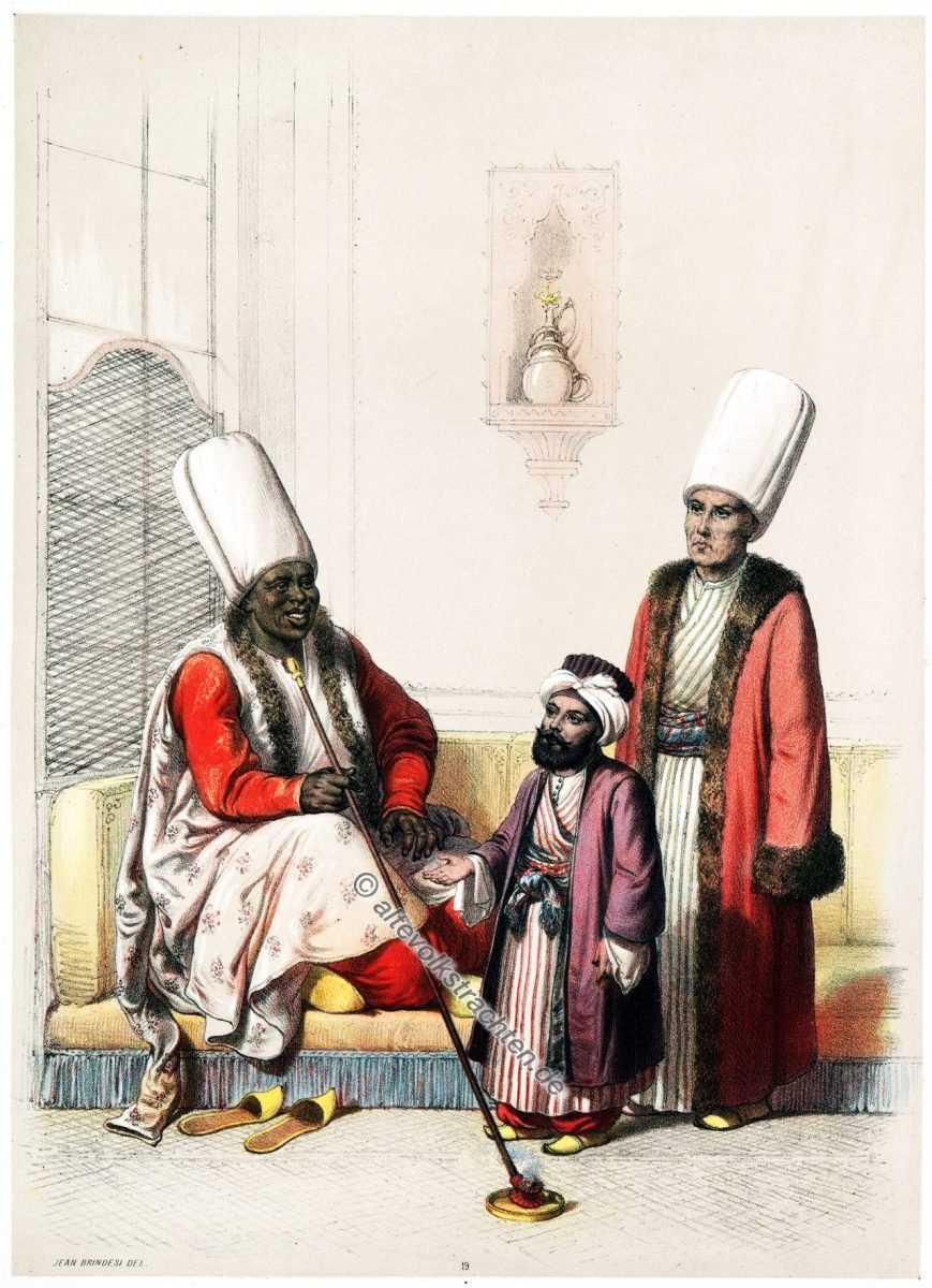 Kislar Aga, Tjutjé, Ak Aga, Elbicei Atika, Illustrator, Jean Brindesi, Graveur, Jules Mea, Constantinople, Konstantinopel, Kostüme, Kostümgeschichte