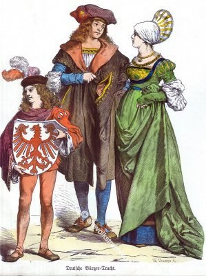 Bürgertrachten, Renaissance, Deutschland, 16. Jahrhundert, Schaube