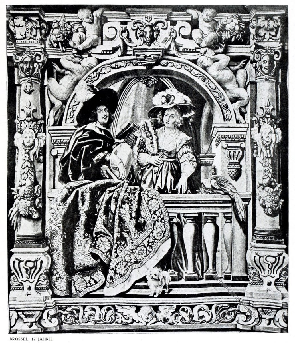 Gobelin, Barock, Laute, Kavalier, Dame, Kunsthistorie, Gobelinsammlung, Gobelins , 17. Jahrhundert, Wien