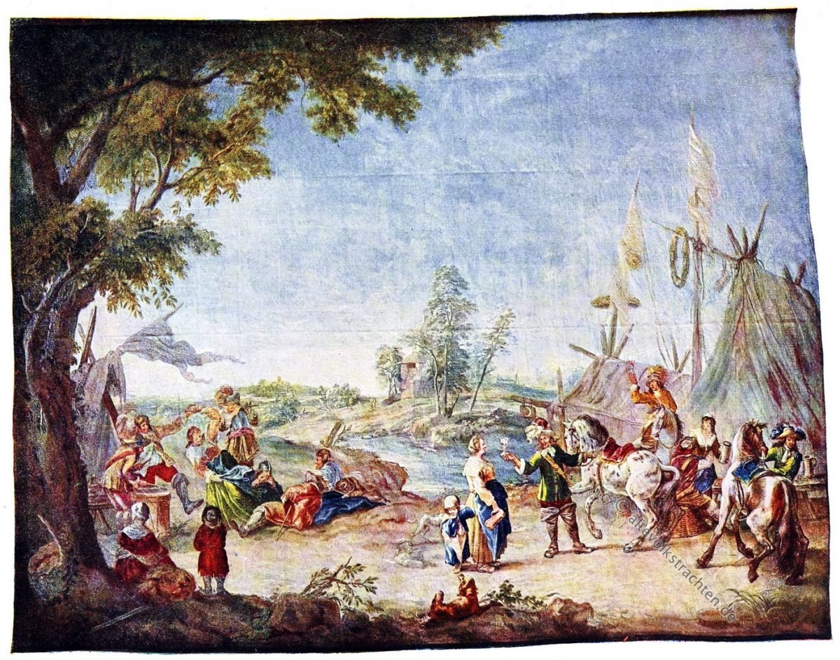 Gobelin, Rokoko, Barock, Zeltlager, Soldaten, Kunsthistorie, Gobelinsammlung, Gobelins, 18. Jahrhundert,