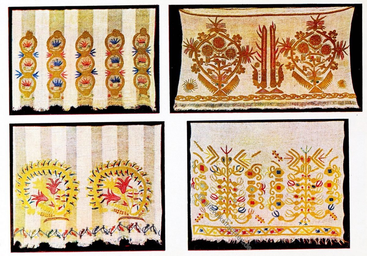 Brautleintücher, Seidenstickerei, Goldstickerei, Kosovo, Balkan, Volkskunde, Folklore, Shkodra, Shkodër, Peja, Ipek,