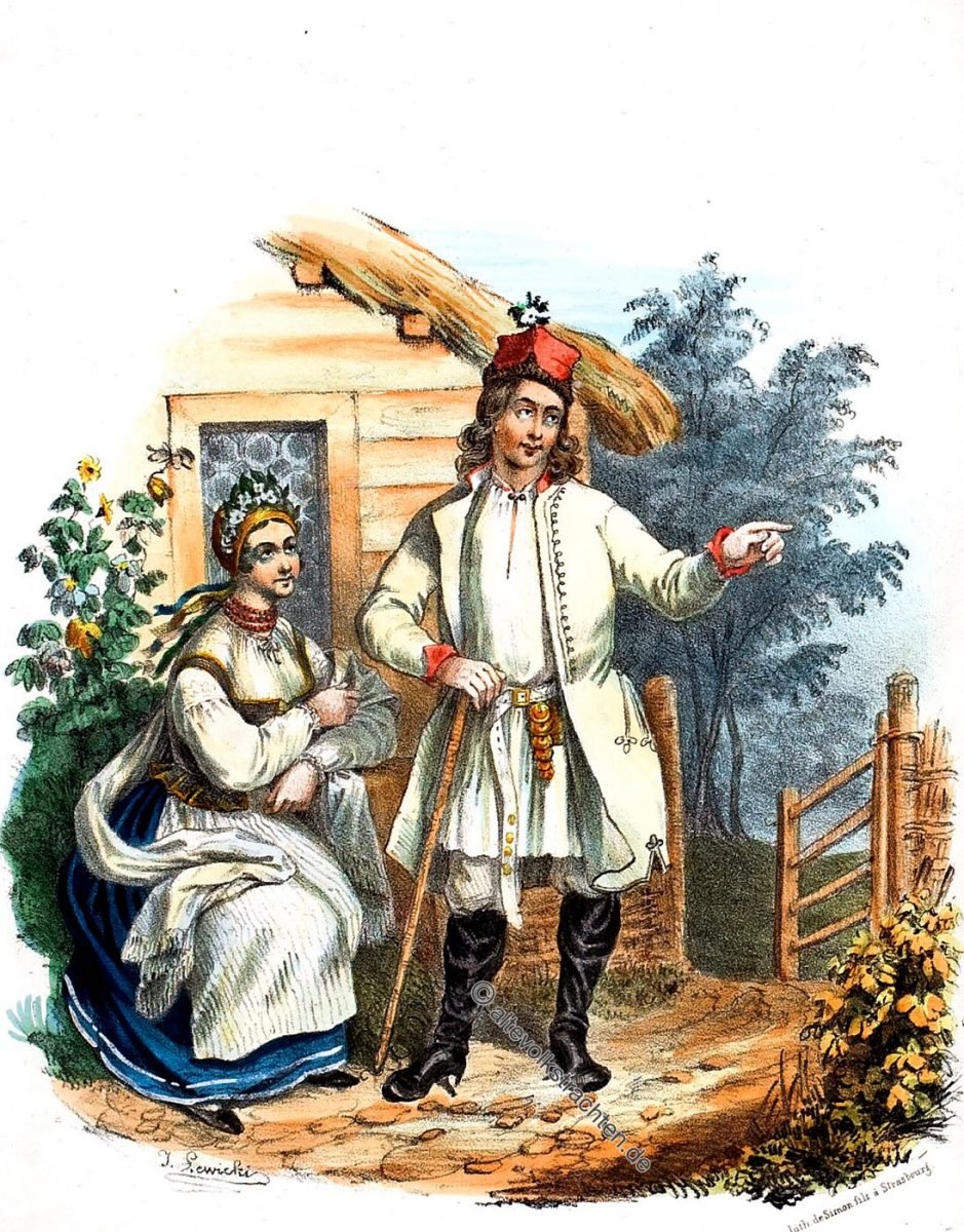 Proszowiacy. Landleute aus der Gegend von Proszów. Proszowiacy, Proszów, Polen, Trachten, Bauerntrachten