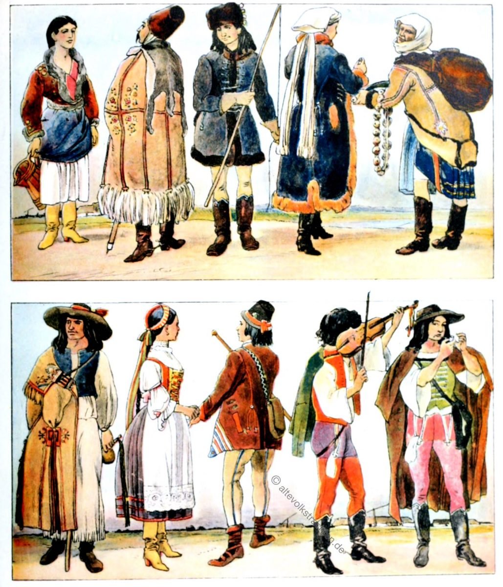 Volkstrachten aus Ungarn und der Slowakei Volkstrachten, Slowakei, Ungarn, Trachten, Kostüme, Adolf Rosenberg, Eduard Heyck, Zigeuner