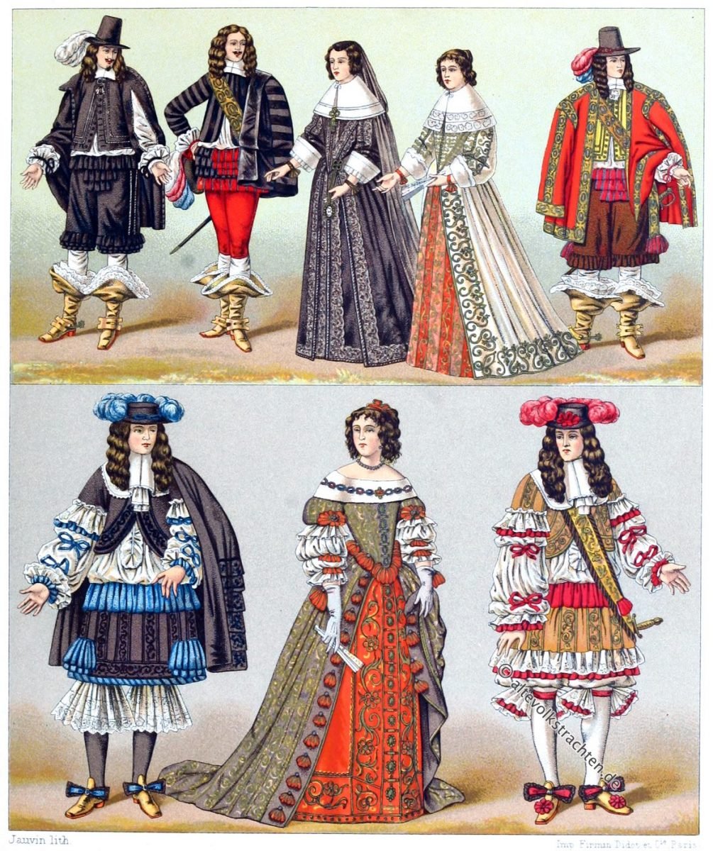 Barock, Mode, Kostüme, Adel, Frankreich, Louis XIV, Kostümgeschichte, Auguste Racinet