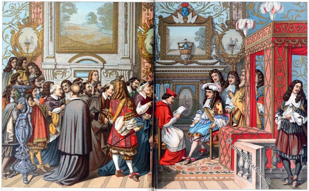 Ludwig XIV., Staatstrachten, Hoftrachten, Kostüme, Frankreich, Barock, Gobelin, Auguste Racinet, Lebrun