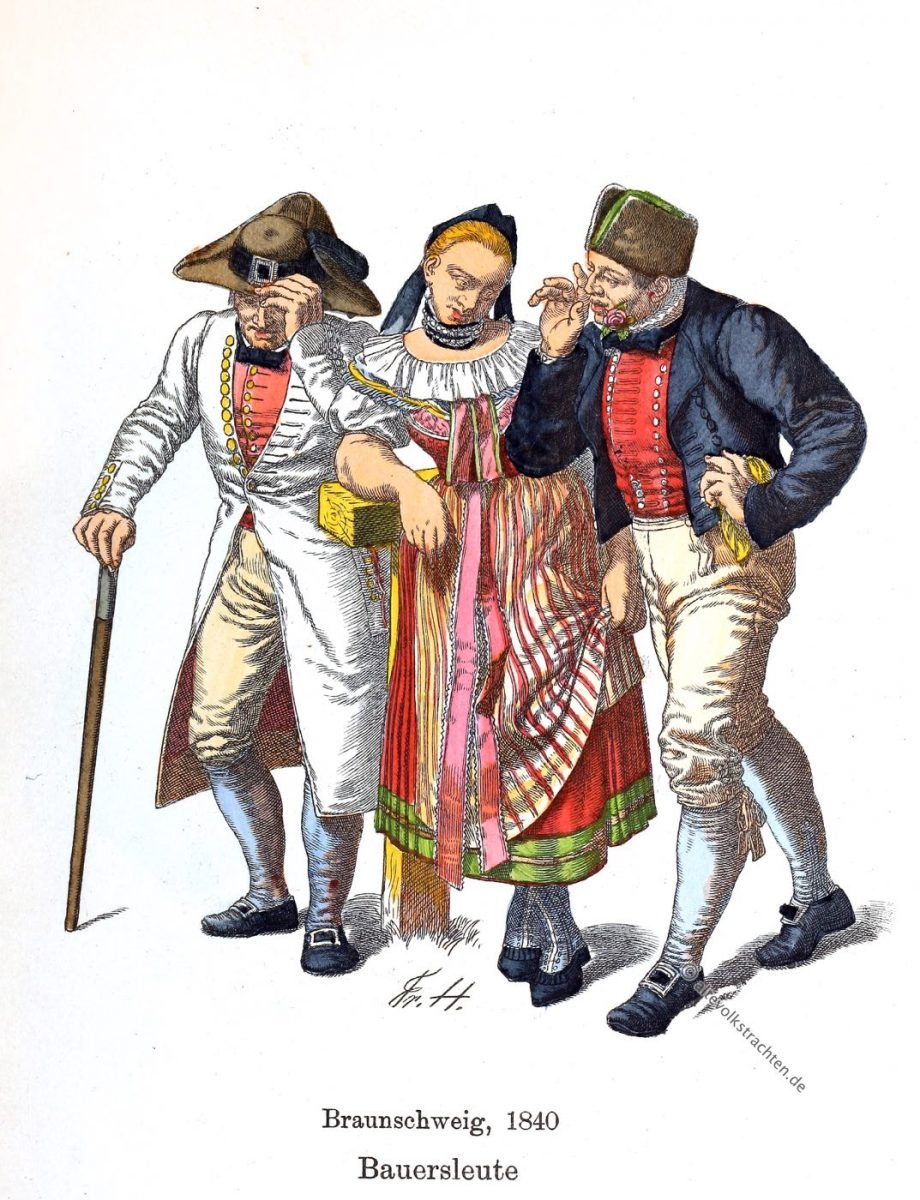 Braunschweig, Bauern, Bauerntrachten, Trachten, Niedersachsen, Kostümkunde, Friedrich Hottenroth