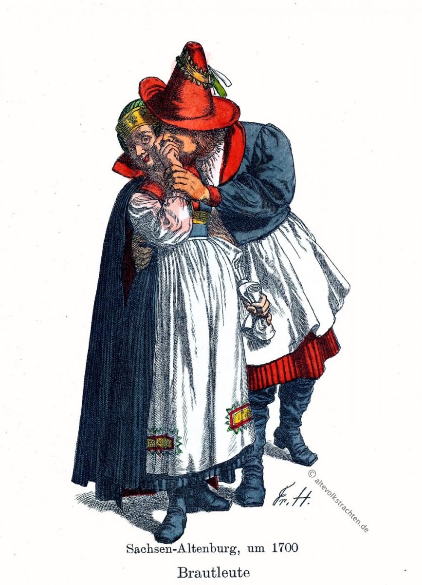 Sachsen-Altenburg, Thüringen, Brautleute, Trachten, Kostüme, Friedrich Hottenroth