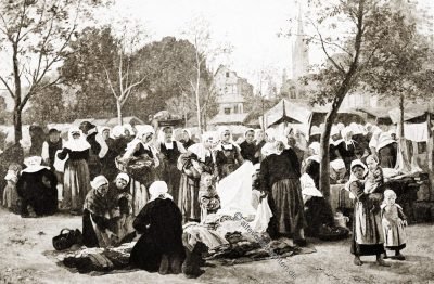 Stoffmarkt, Marché, Chiffons, Bretagne, Brittany, Trachten, Sabine Baring-Gould,