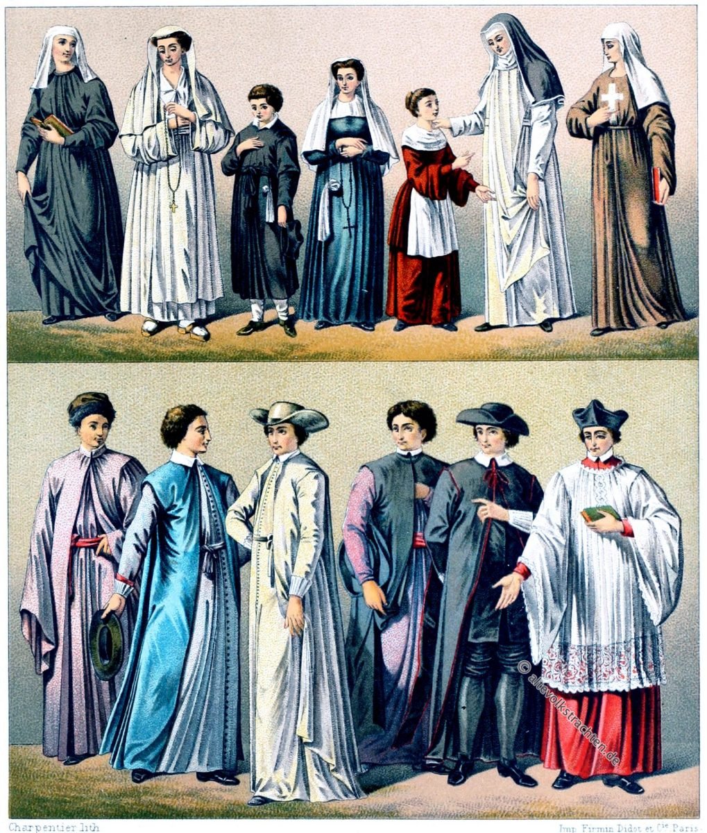 Ursulinen, Nonnen, religiöse Trachten, Ordensgewand, Auguste Racinet