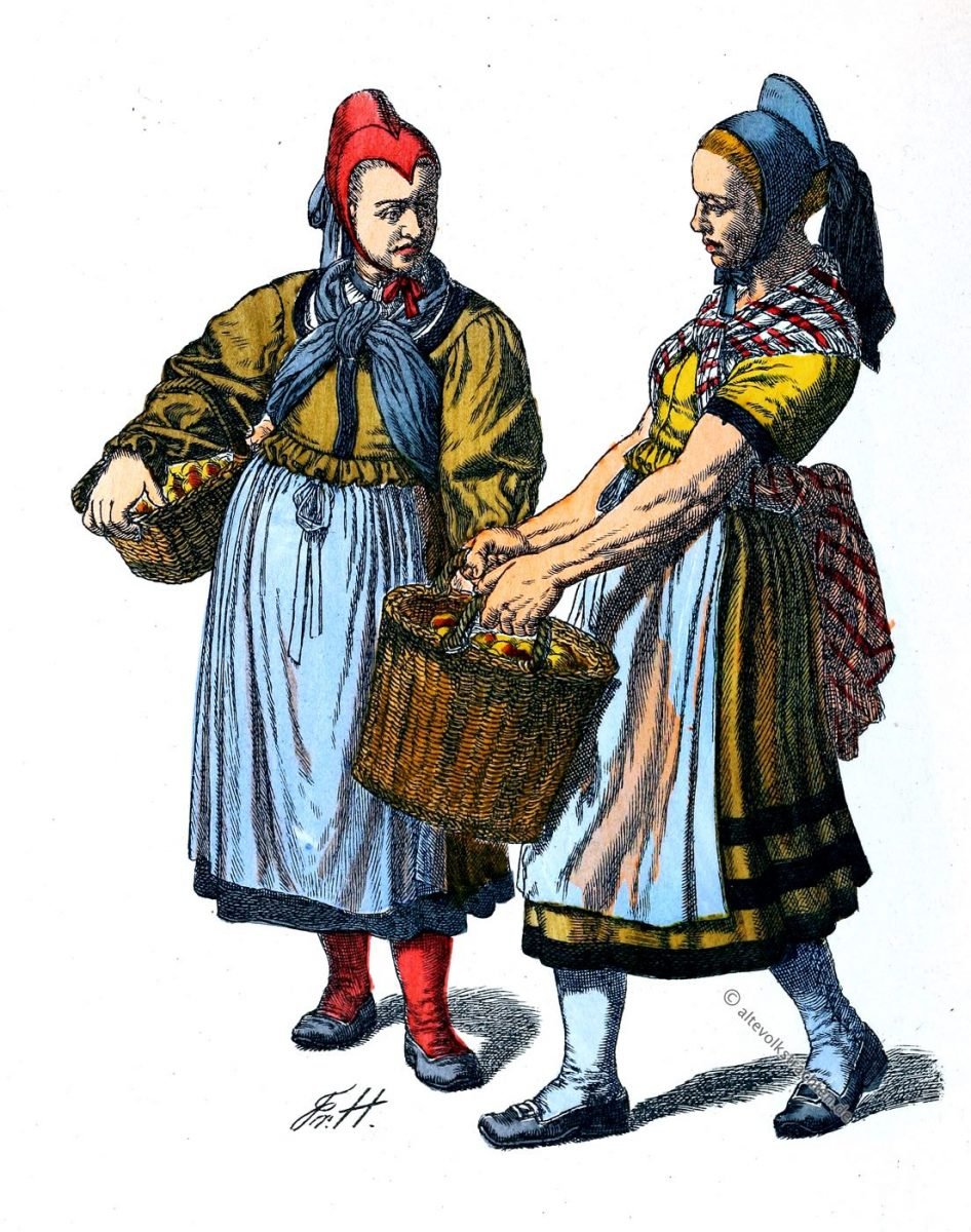 Helsa, Kassel, Bäuerinnen, Trachten, Kleidung, Friedrich Hottenroth