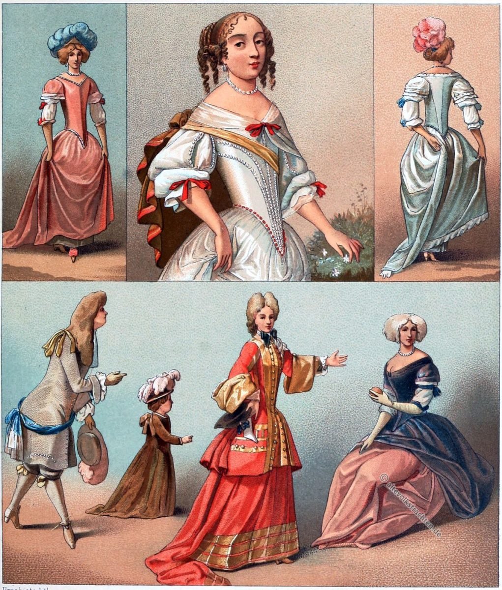 Racinet, Frankreich, Mode, Barock, 17. Jahrhundert, Ludwig 14, Louis XIV