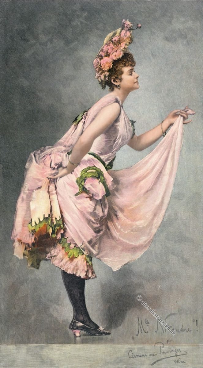 Cul de Paris, Tournüre, Modezeichnung, Kostümgeschichte, 19 Jahrhundert, Clemens von Pausinger, Nitouche, Künstler, Österreich