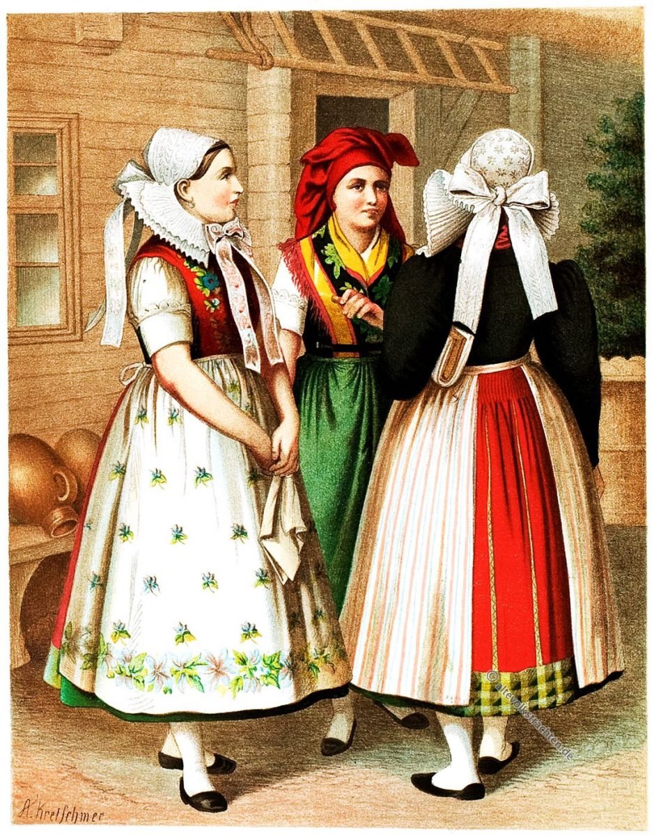 Trachten, Preussen, Spreewald, Spreewälderinnen, Wenden, Sorben, Kleidung, Albert Kretschmer