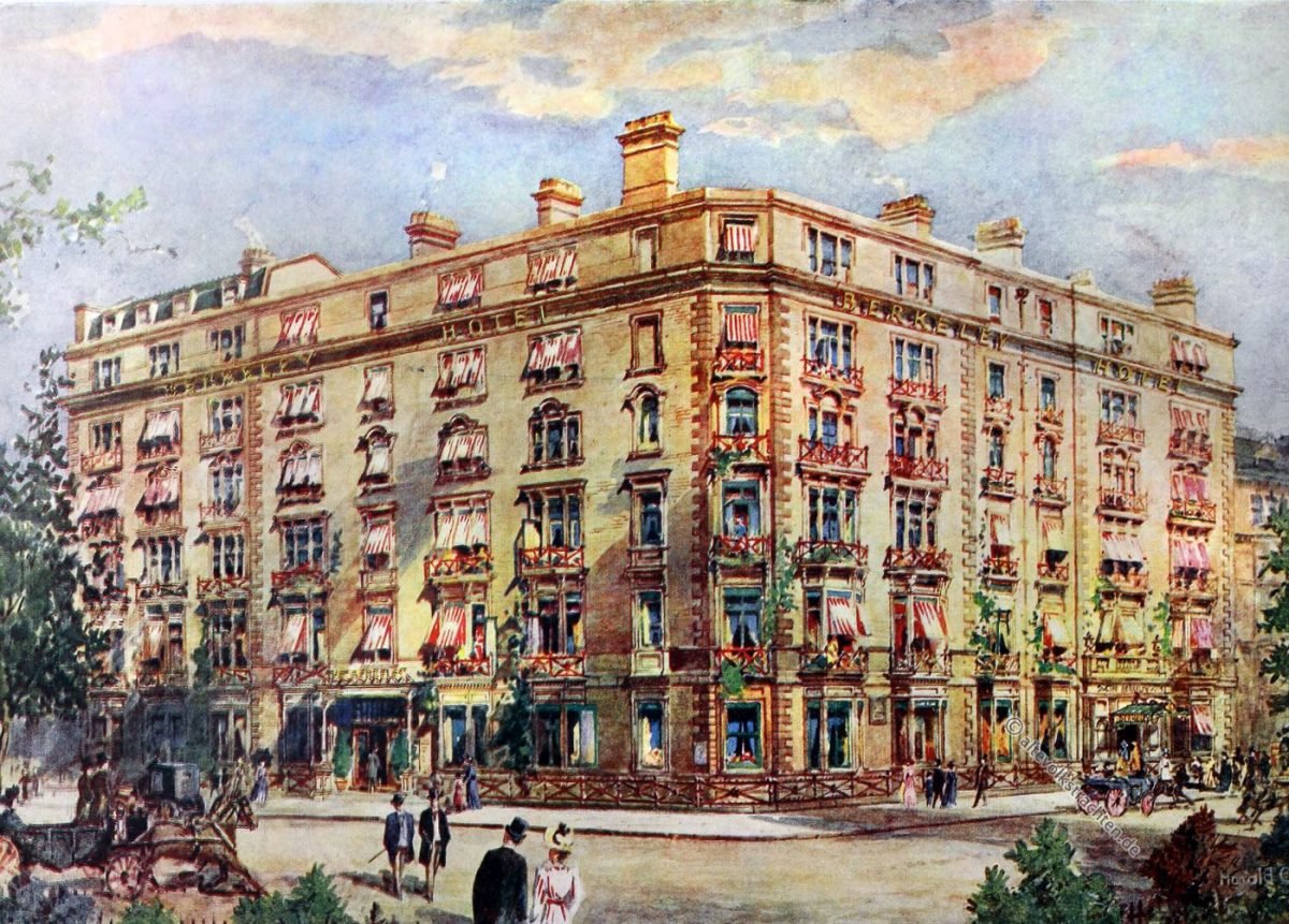 Das Berkeley Hotel, Piccadily. London 1905. Berkeley, Hotel, Piccadily, THE QUEEN, Newspaper, Court Chronicle, Jugendstil
