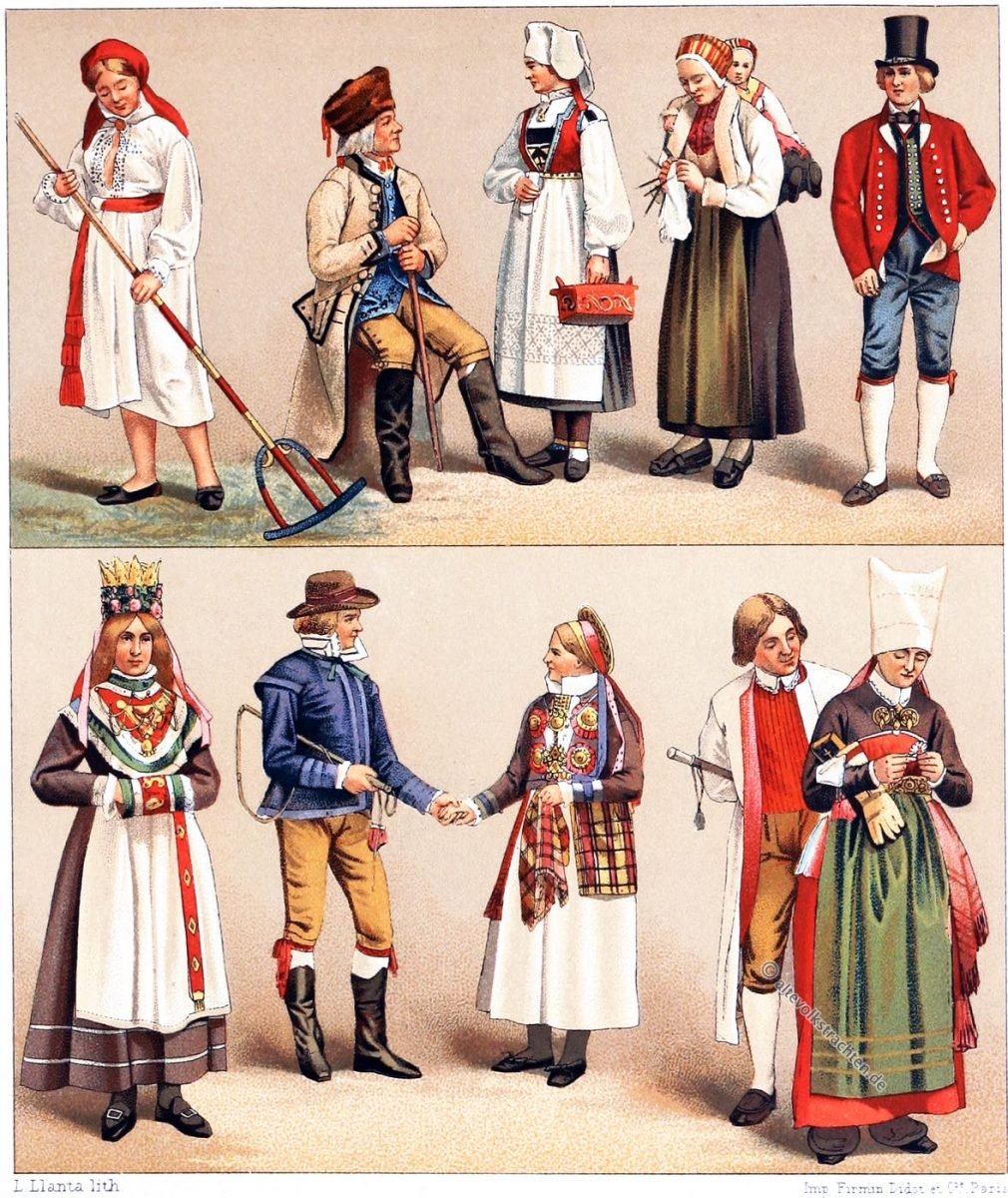 Bauerntrachten, Schweden, Norwegen, Kleidung