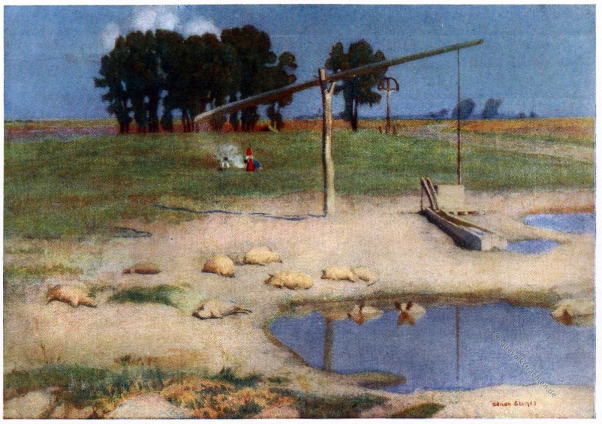 Adrian Scott Stokes, Landschaft, Landscape, Kalocsa, Ungarn, Hungary, Swine,