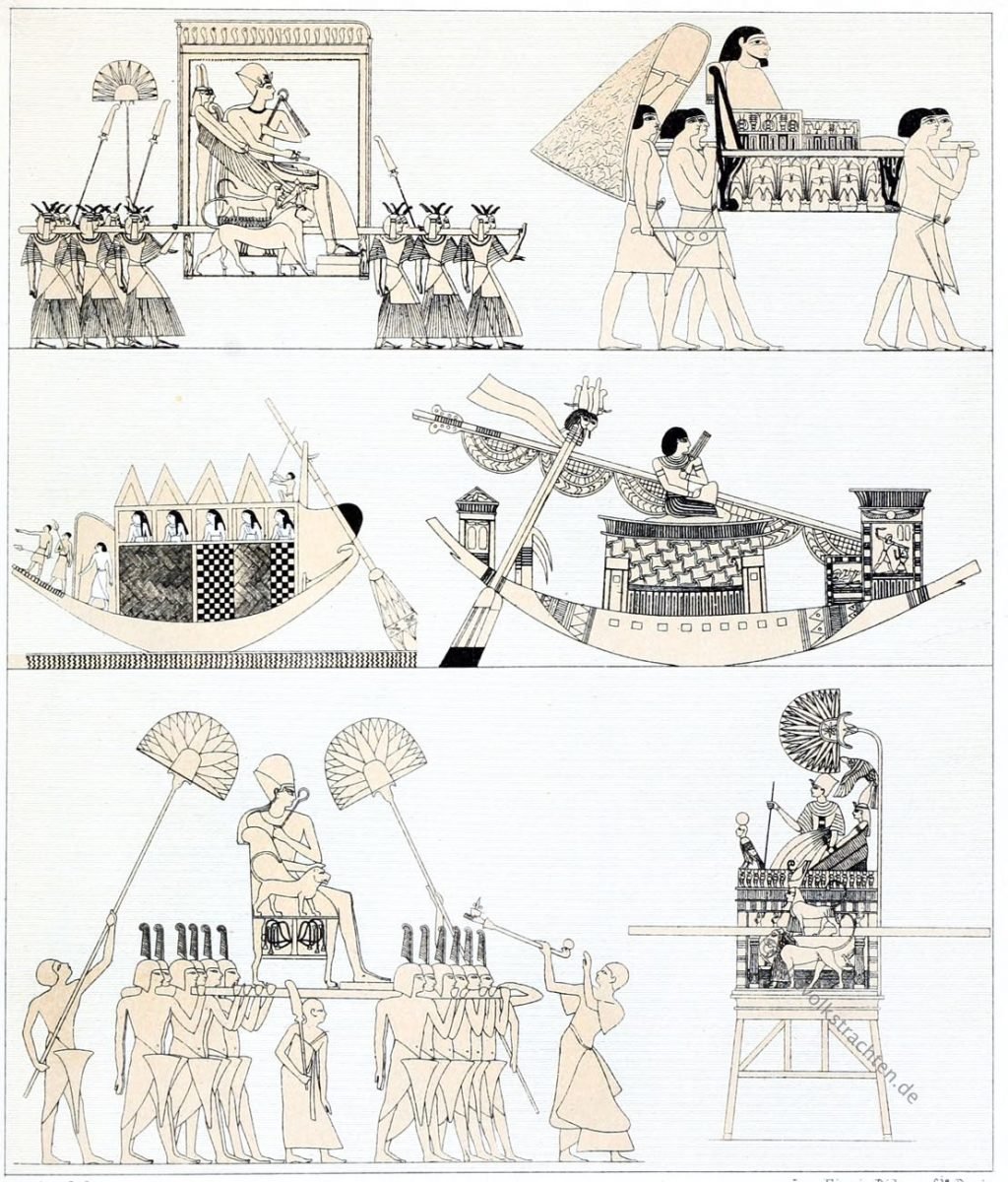 Ägypten, Palankine, Sänften, Pharao, Trachten, Antike, Auguste Racinet