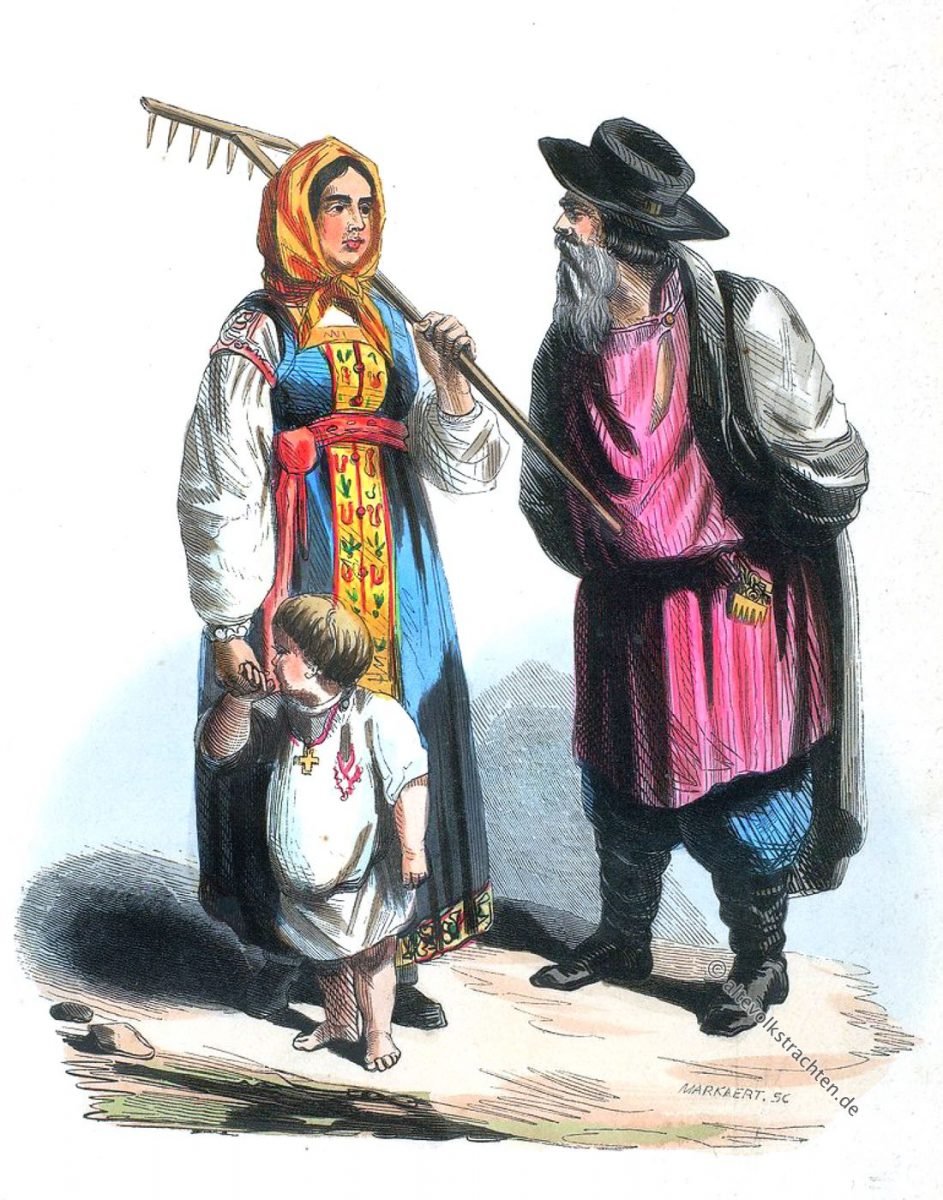 Bauern der Provinz Twer, Russland. Twer, Tver, Тверь, Bauern, Trachten, Russland, Auguste Wahlen,