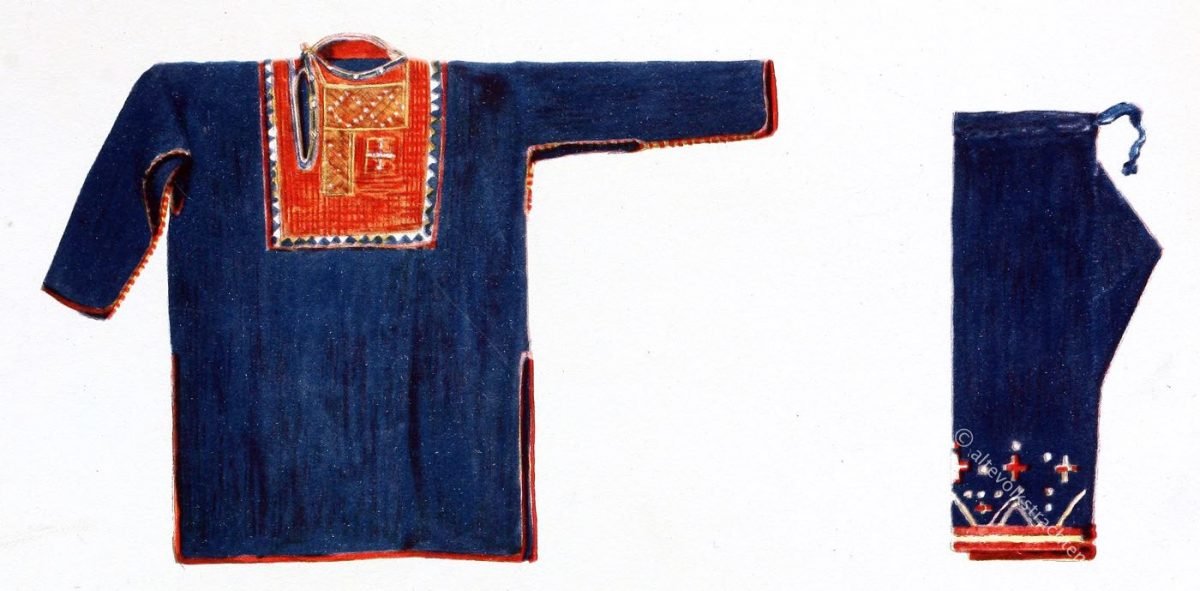 Zentral Kaukasus. Bluse, Hose. Tracht der Chewsuren. Tracht, Georgien, Max Tilke, Kaukasus, Chewsuren, Bluse, Kostüm, traditionell,