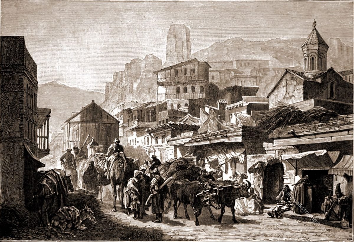 Straße in Tiflis, Georgien, nach Elisée Reclus ca. 1890. Tiflis, Georgien, Elisée Reclus, Asia,