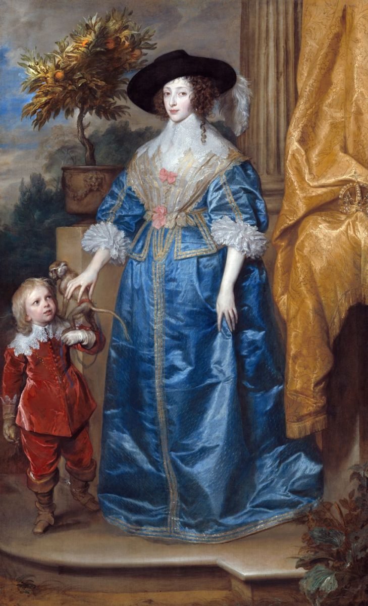 Porträt der Königin Henrietta Maria, mit dem Zwerg Sir Jeffrey Hudson von Anthony van Dyck.