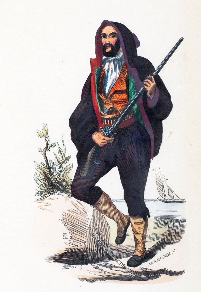 Costume Traditionnel Corse. - Man from Corsica. Korsische Männertracht um 1840. 