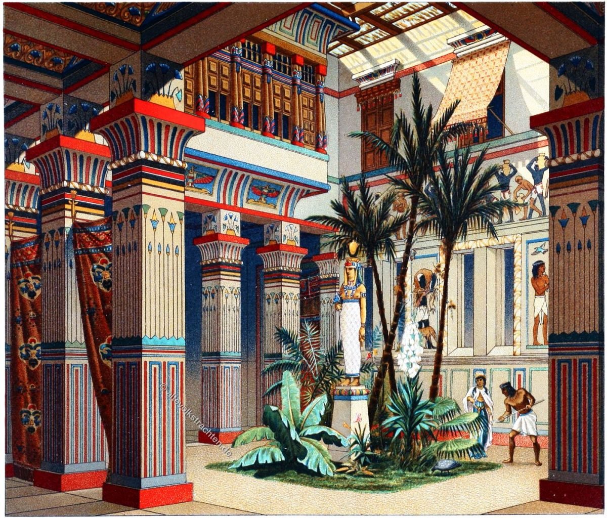 Ägypten, Ansicht, Palast, Antike, Altertum, Auguste Racinet