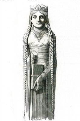 Statue, Chartres, Kathedrale, Königin, Mittelalter, Haarmode
