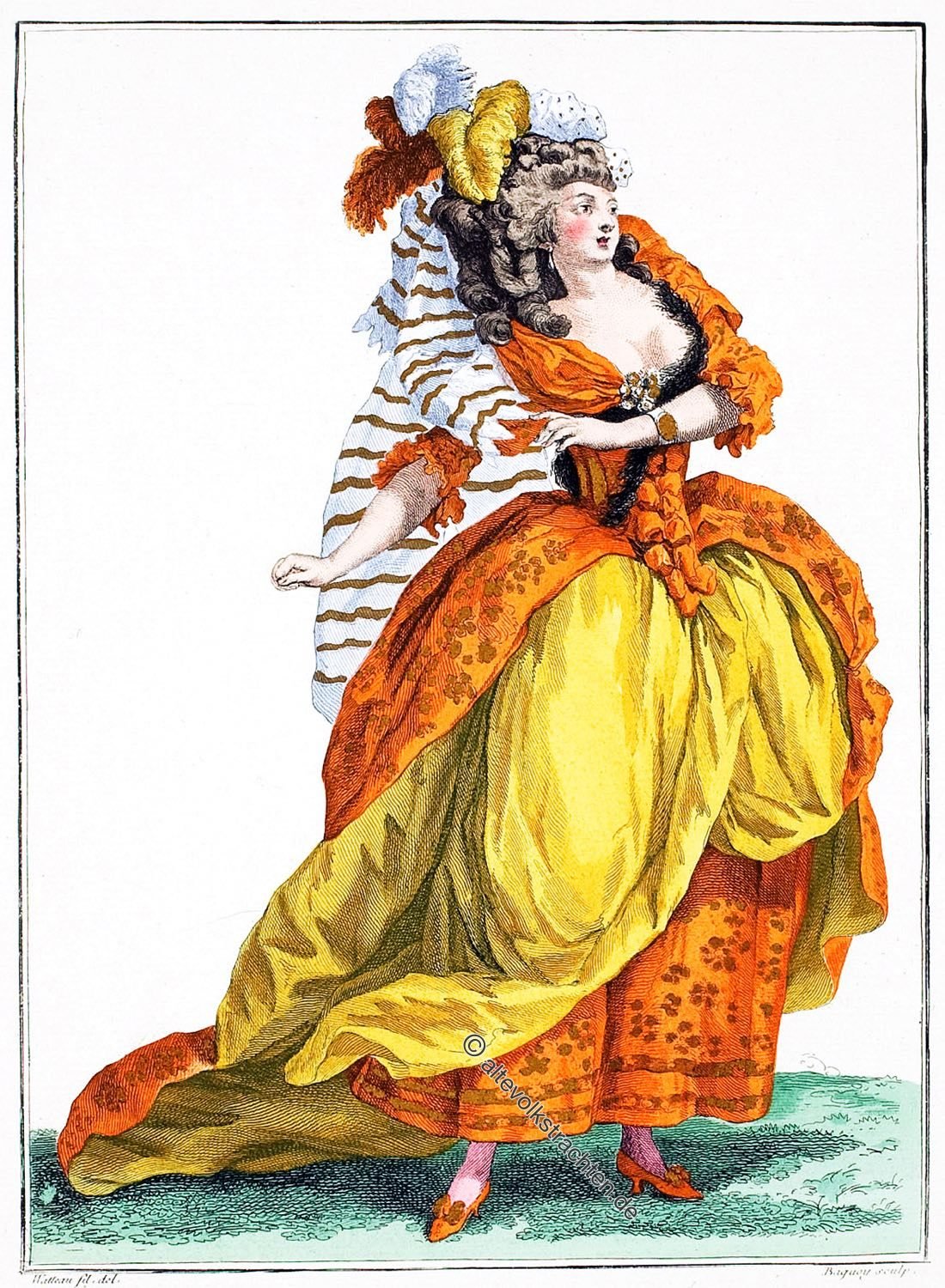 Galerie des Modes, Große Frisur, Rokoko, Ballet, Kostüm,