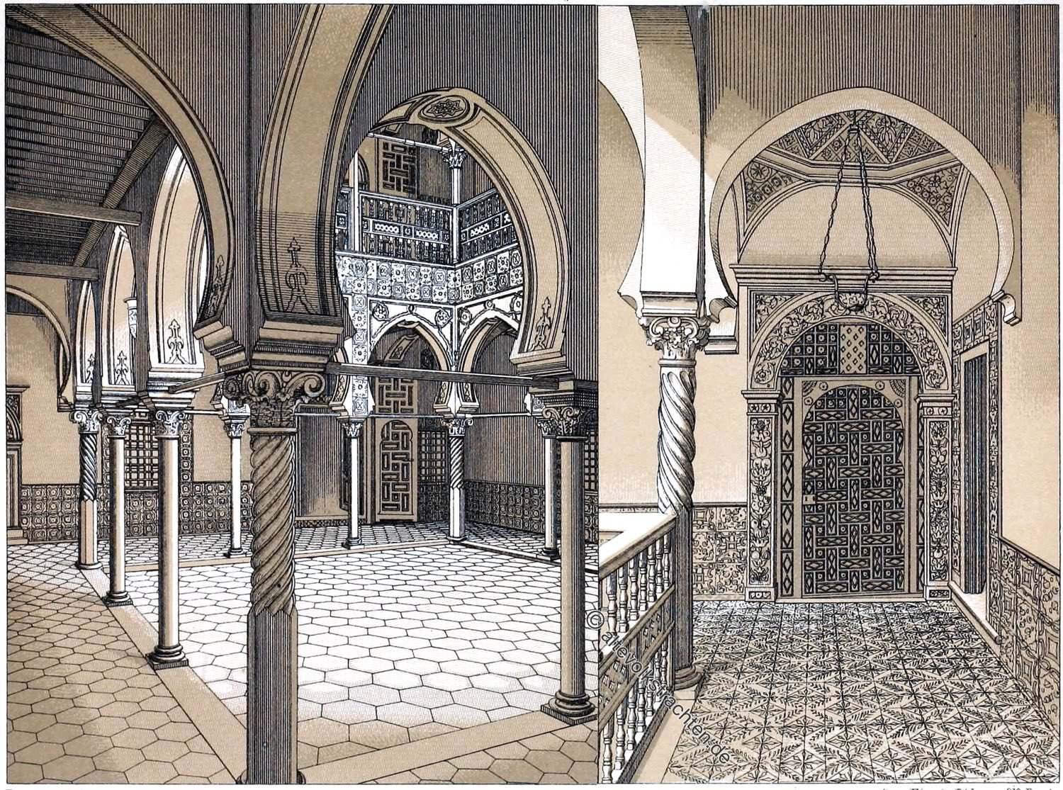 Architektur, Mauren, Nordafrika, Algerien, Innenhof