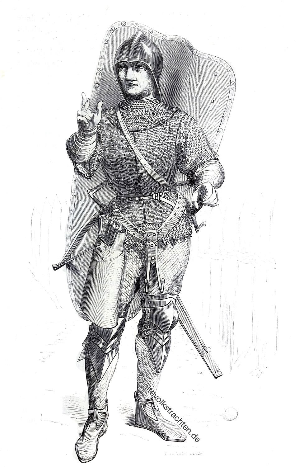 Genueser Armbrustschütze, Genua, Söldner, Mittelalter, Crécy, Viollet-le-Duc
