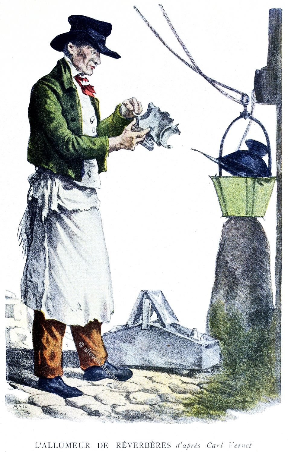 Strassenlaternen, Anzünder, Paris, historische Berufe