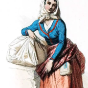 Wäscherin aus der Umgebung von Lissabon, Portugal. Wäscherin, Tracht, Lissabon, Portugal,