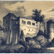Chebský hrad. Burg Cheb (Eger), Tschechien, im 18. Jahrhundert. Burg, Cheb, Eger, Chebský hrad, Kaiserpfalz, Mittelalter,