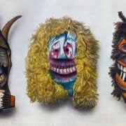 Roitscheggeten aus Blatten und Kippel im Lötschental. Masken, Roitscheggeten, Lötschental, Folklore, Schweiz, Fasnacht,