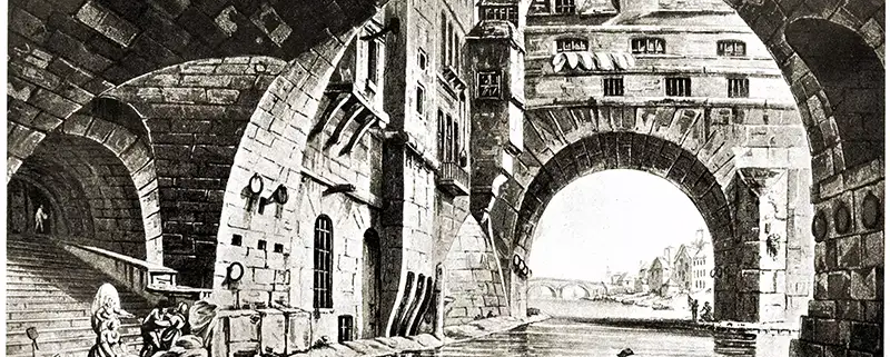 Hotel-Dieu, Paris, John Claude Nattes, Kupferstich, Stadtansicht,