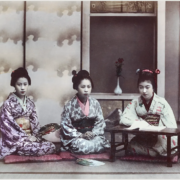 Geishas. Unterricht in Gesang. Geishas, Gesangsunterricht, Japan, Unterricht, Gesang,