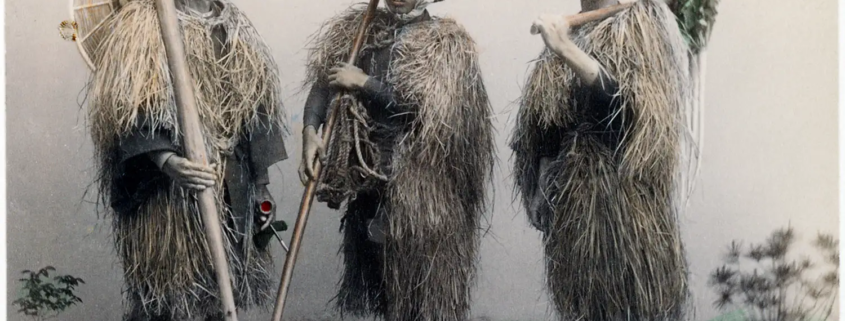 Japan, Bauern, Strohmantel, Kostüme, Kleidung,