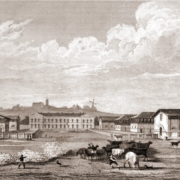 Der Schlachthof von Montmartre, 1831. Schlachthof, Montmartre, Paris, Kupferstich,