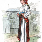 Walachin aus Rustkitza. Frauentracht der Walachei. Historische Tracht aus dem Banat. Tracht, Banat, Walachin, Rustkitza, Rumänien, Lipperheide,